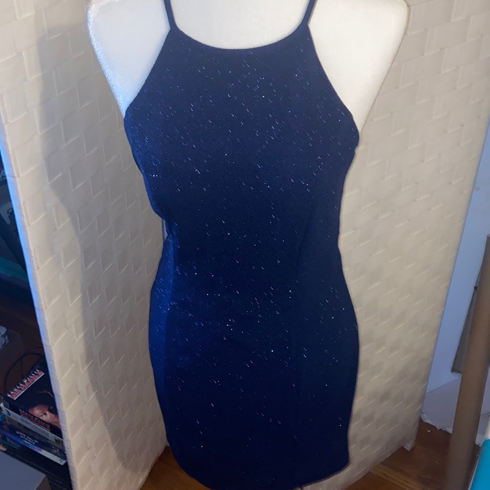 Navy blue sparkle and lace back dress size M by Speechless
